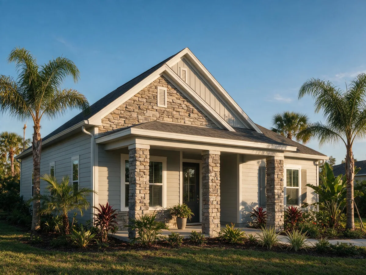 Mortarless Evolve Stone ledgestone veneer on a home exterior